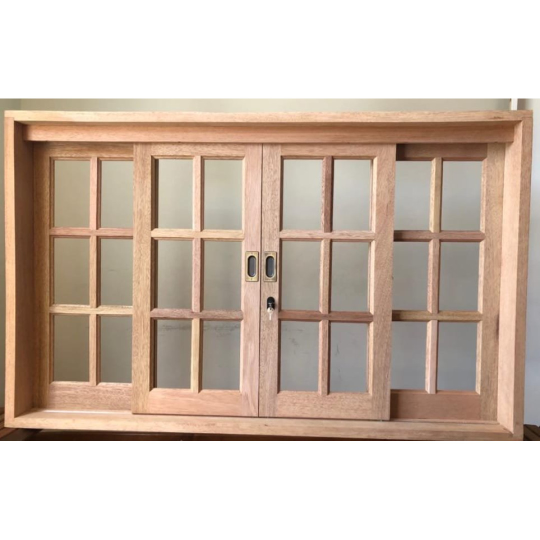 ✅JANELA DE CORRER QUADRICULADA OU PANORÂMICA MACIÇA CEDROARANA 1,60X0,80 CX 14